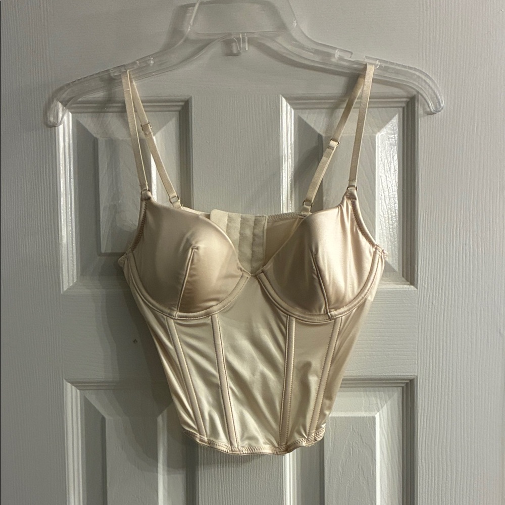 H&M Cream Satin Corset Bra